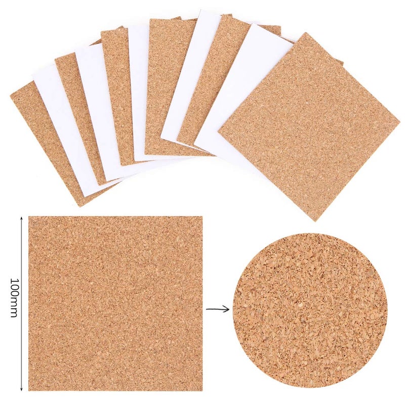 Apol 40 Pcs Square Self-Adhesive Cork Sheets,4"x 4" Cork Mats Backing Sheets Mini Wall Cork Tiles for Heat Resistant Coasters and DIY Crafts Supplies - Image 5